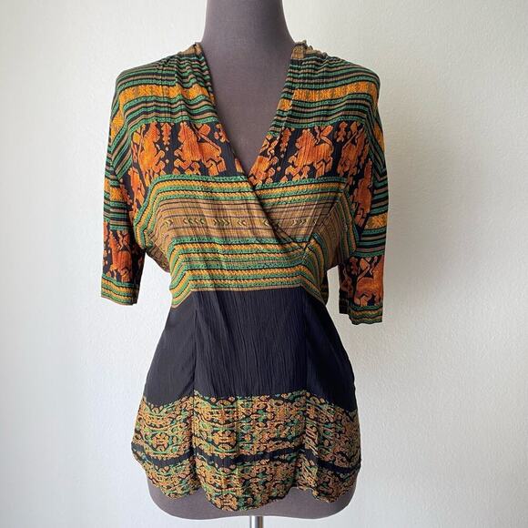 Componix sz 8 Vintage tribal aztec print faux wrap top - Picture 1 of 8